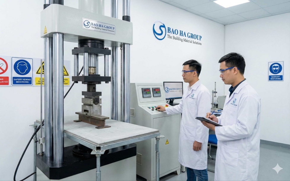 Thí nghiệm kiểm tra tải trọng sàn nâng tập trung tại phòng Lab